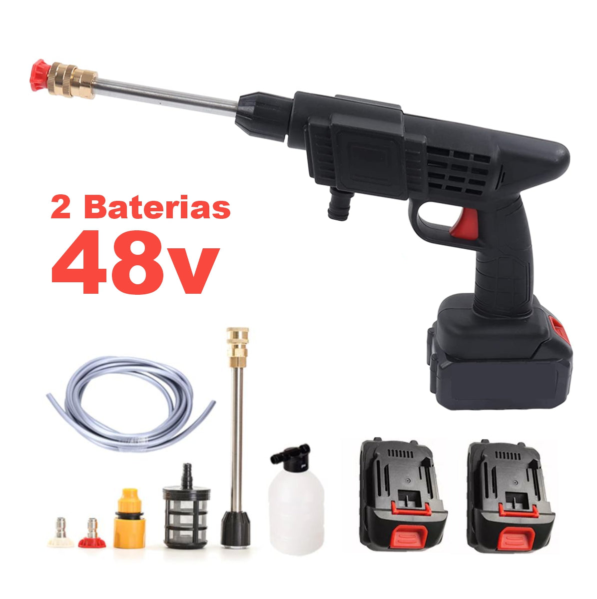 Hidrolavadora Inalámbrica 48v Con 2 Baterías Recargables Portátil Y Potente