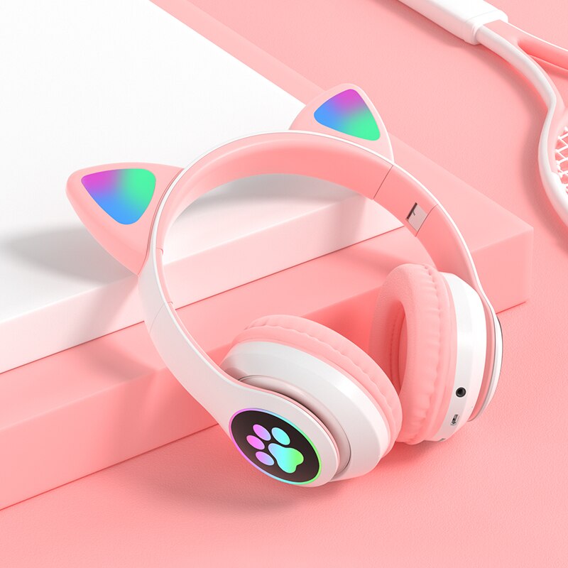 Audífonos Bluetooth De Gato Con Orejas Iluminadas Diseño Divertido Y Sonido De Alta Calidad