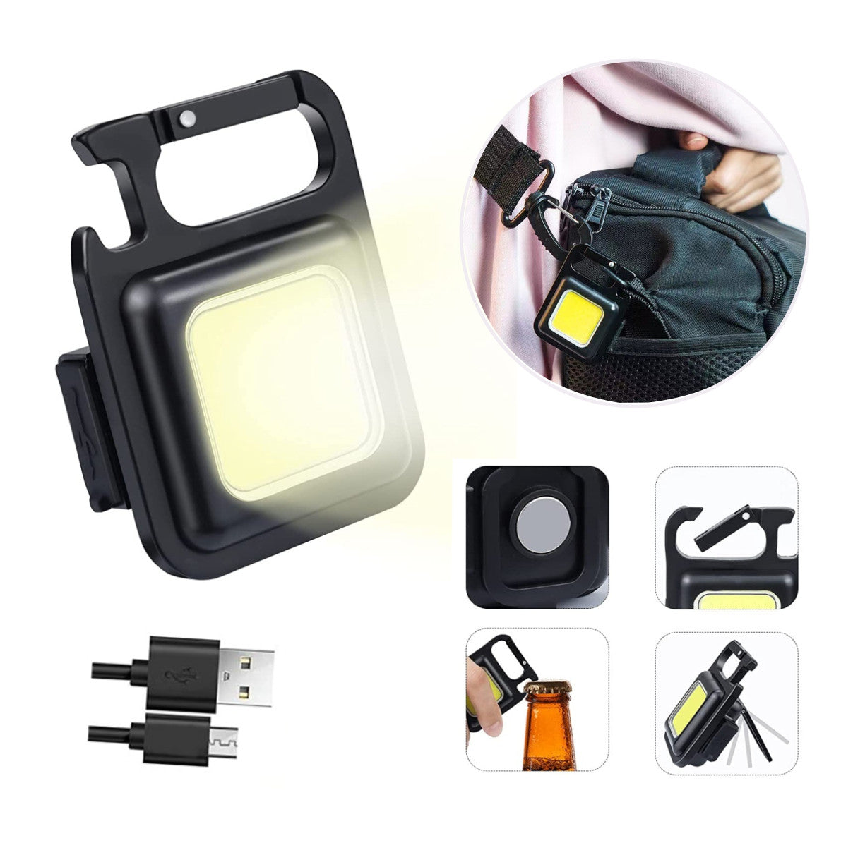 Mini Linterna Llavero Portátil Magnética Conjunto De 4 Unidades Compacta Y Resistente