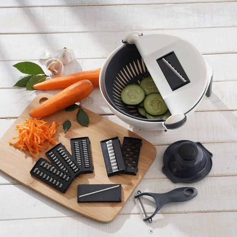 Rallador Cortador Verduras 9 En 1 Multifuncional Con Cuchillas Intercambiables