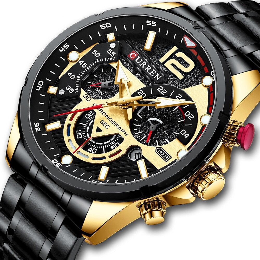 Reloj Masculino Curren Elegante Con Correa De Acero Inoxidable Y Resistente Al Agua