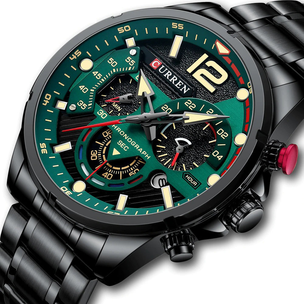 Reloj Masculino Curren Elegante Con Correa De Acero Inoxidable Y Resistente Al Agua