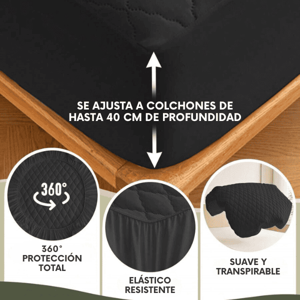 Protector Colchón Acolchado Impermeable Con 2 Protectores De Almohada De Regalo