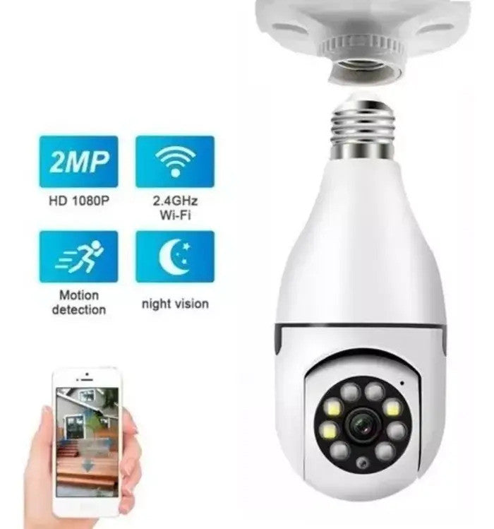 Cámara Bombillo Wi-Fi Spy 360 Para Vigilancia Discreta Con Visión Panorámica 360 Grados