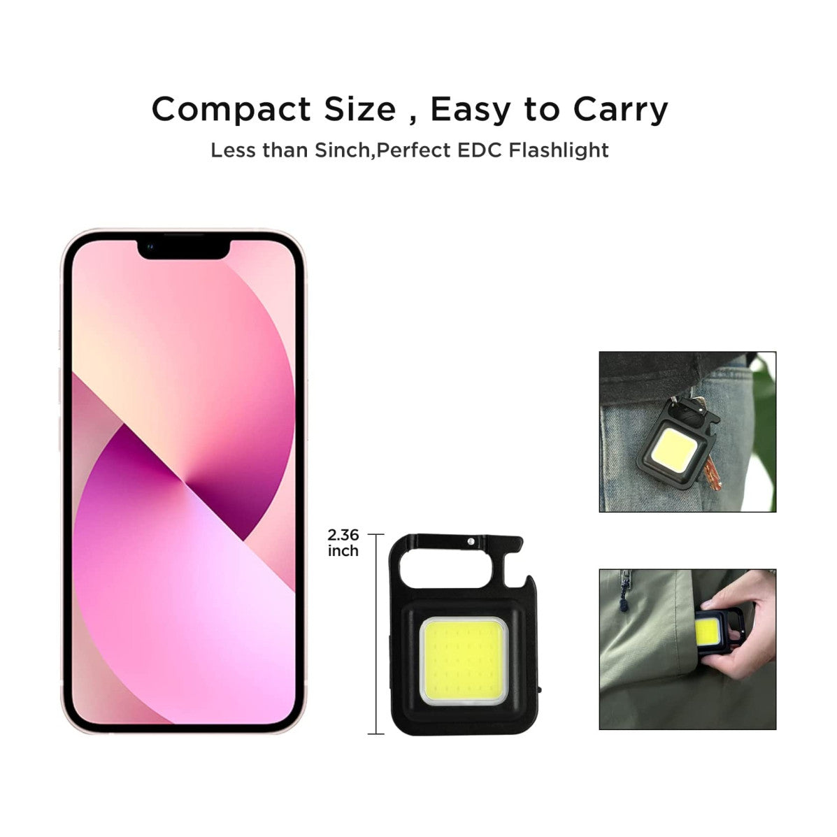 Mini Linterna Llavero Portátil Magnética Conjunto De 4 Unidades Compacta Y Resistente