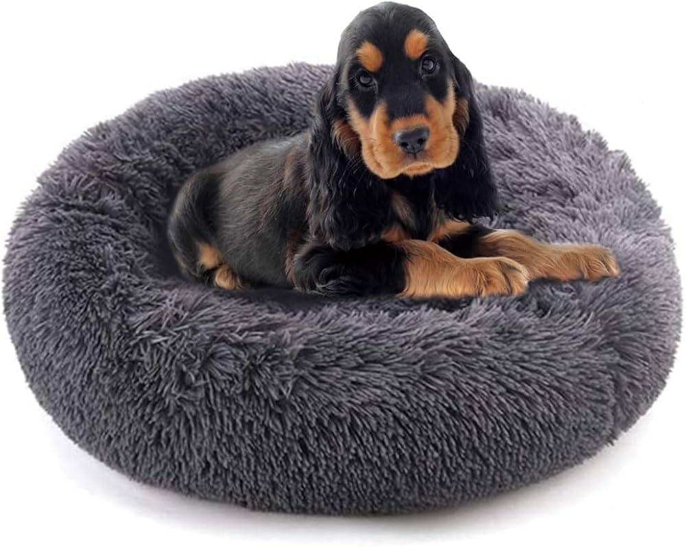 Cama mediana para perro 70 cm gris oscura acolchada y lavable