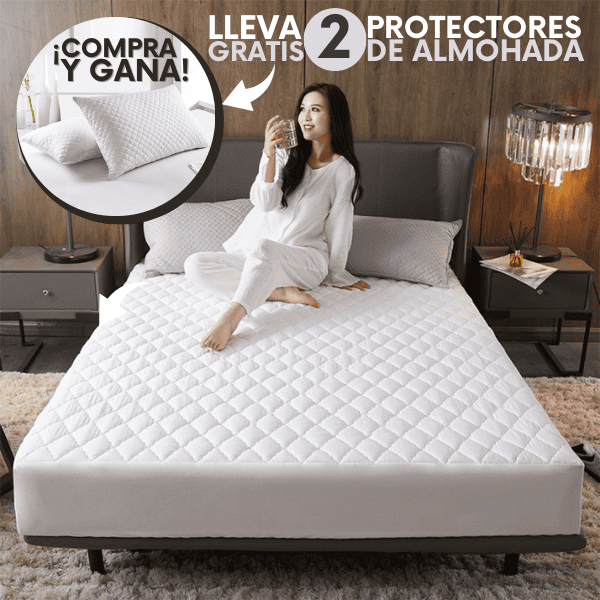 Protector Colchón Acolchado Impermeable Con 2 Protectores De Almohada De Regalo