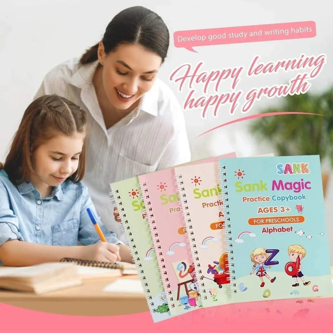 Kit De 4 Libros Con Tinta Mágica Para Niños Con Boligrafo Interactivo
