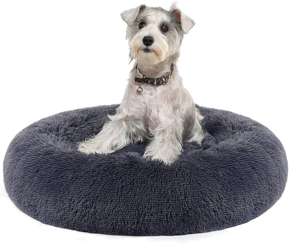 Cama mediana para perro 70 cm gris oscura acolchada y lavable