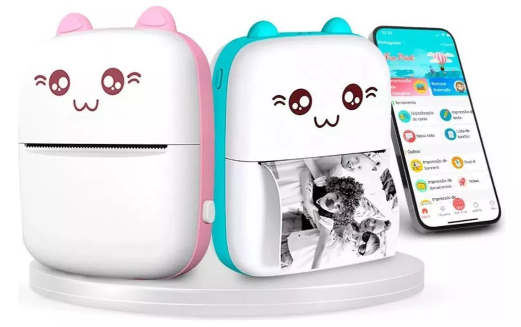 Mini Impresora Digital Gatito Con Cinco Rollos Para Impresión Portátil