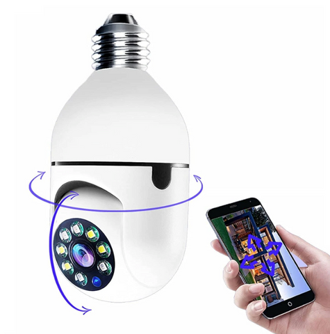 Cámara Bombillo Wi-Fi Spy 360 Para Vigilancia Discreta Con Visión Panorámica 360 Grados