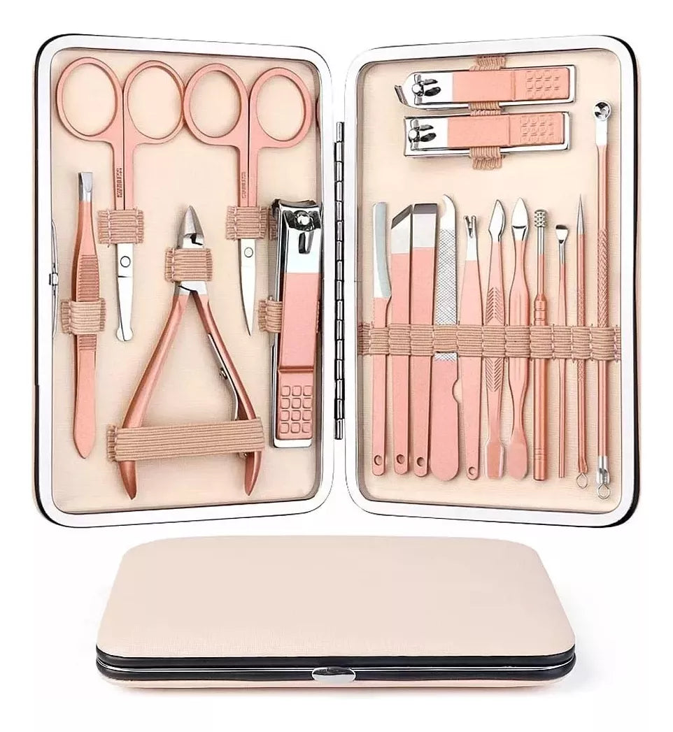 Set De Manicure Premium Con 18 Piezas Herramientas Profesionales Para Cuidado De Uñas