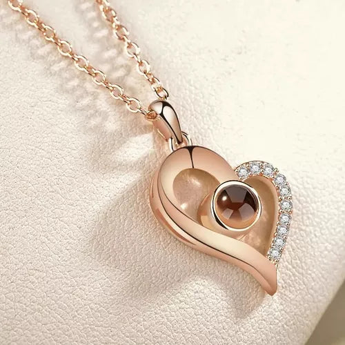 Collar De Corazón Te Amo En 100 Idiomas Con Caja De Lujo