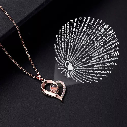 Collar De Corazón Te Amo En 100 Idiomas Con Caja De Lujo