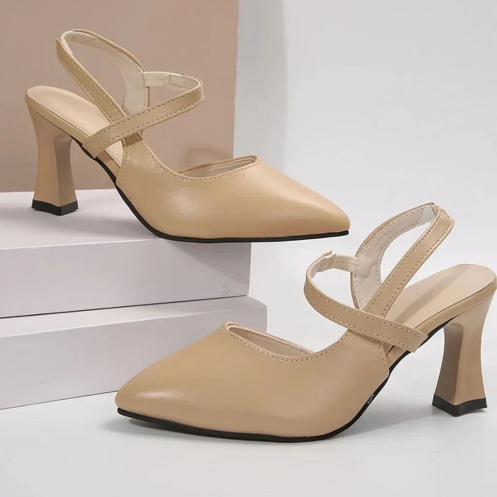 Zapatos De Salón De Piel Cómodos Con Tacones De Bloque