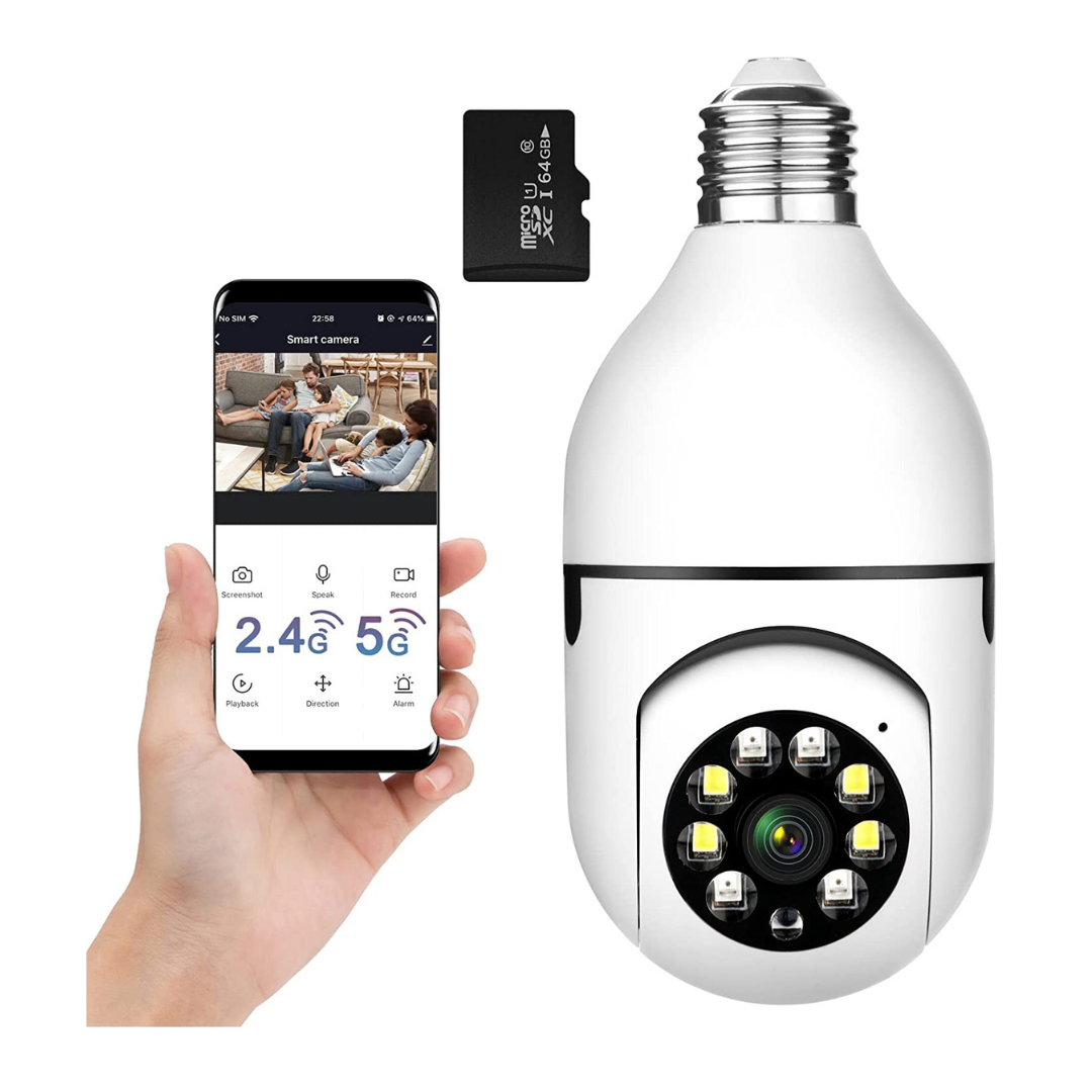 Cámara Bombillo Wi-Fi Spy 360 Para Vigilancia Discreta Con Visión Panorámica 360 Grados