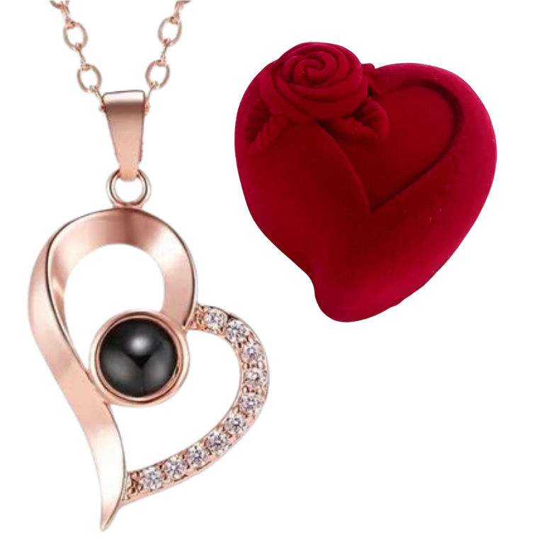 Collar De Corazón Te Amo En 100 Idiomas Con Caja De Lujo