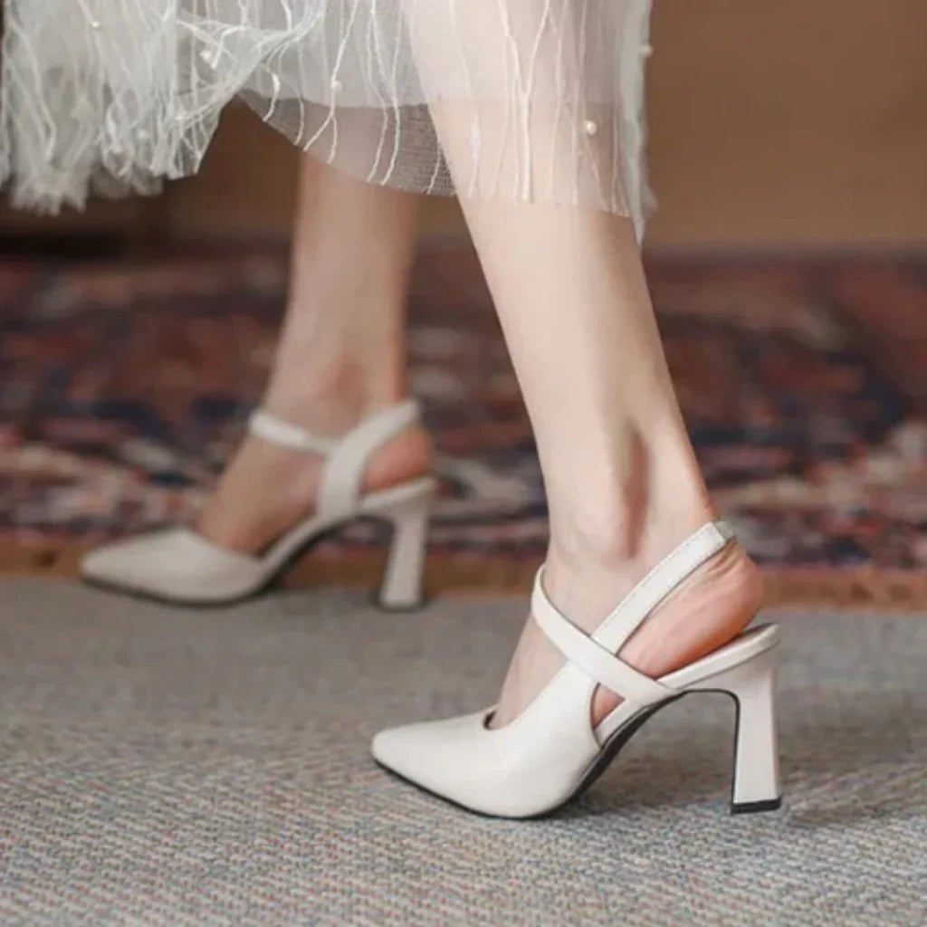 Zapatos De Salón De Piel Cómodos Con Tacones De Bloque