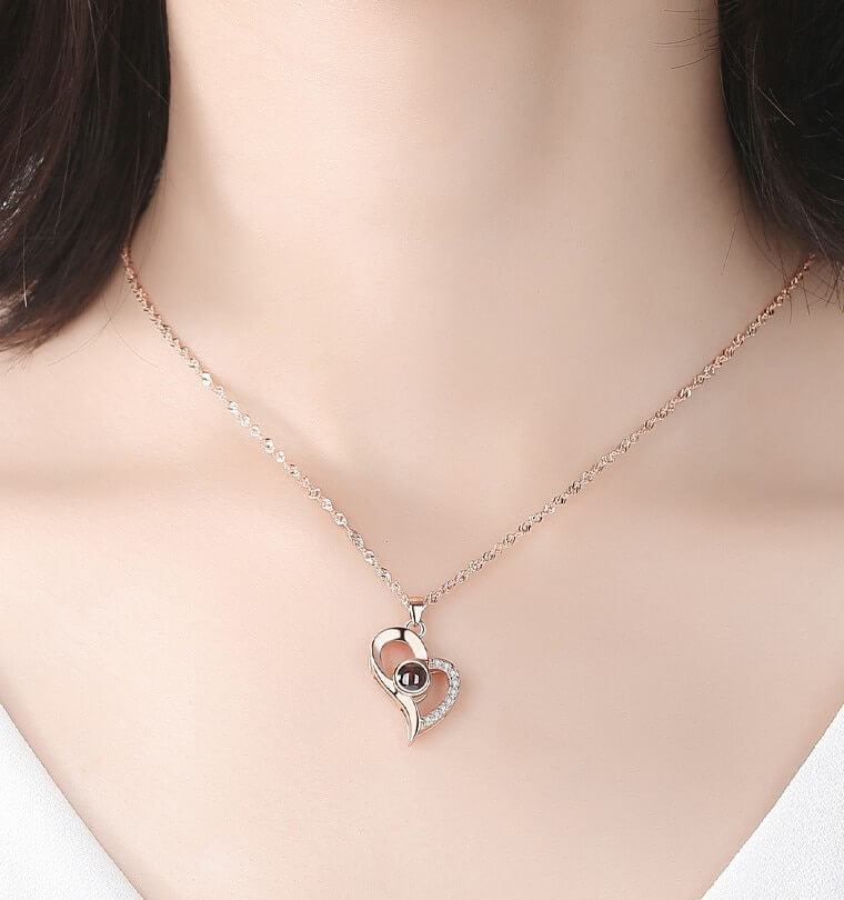 Collar De Corazón Te Amo En 100 Idiomas Con Caja De Lujo