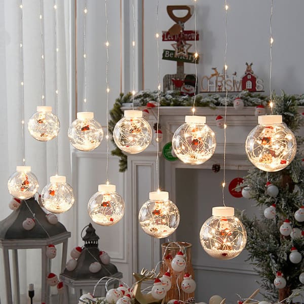 Cortina De Bolas De Navidad Luz Led Con Descuento Especial Del 40 Por Ciento