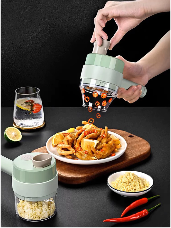 Picador 4 En 1 Multifuncional Con Cuchillas De Acero Inoxidable Para Cocina