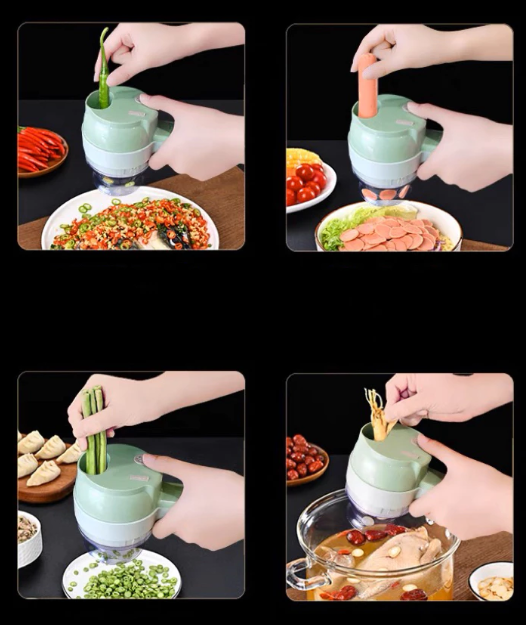 Picador 4 En 1 Multifuncional Con Cuchillas De Acero Inoxidable Para Cocina