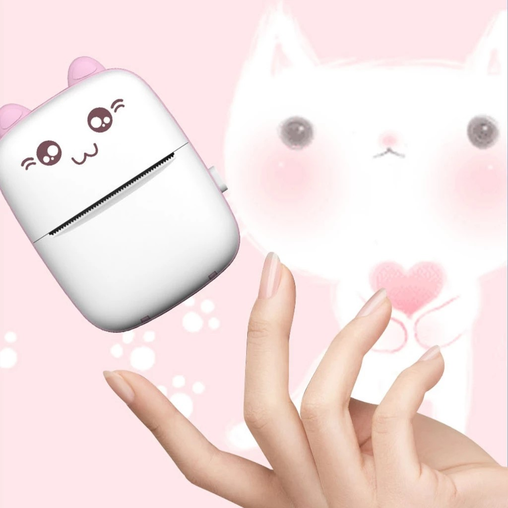 Mini Impresora Digital Gatito Con Cinco Rollos Para Impresión Portátil