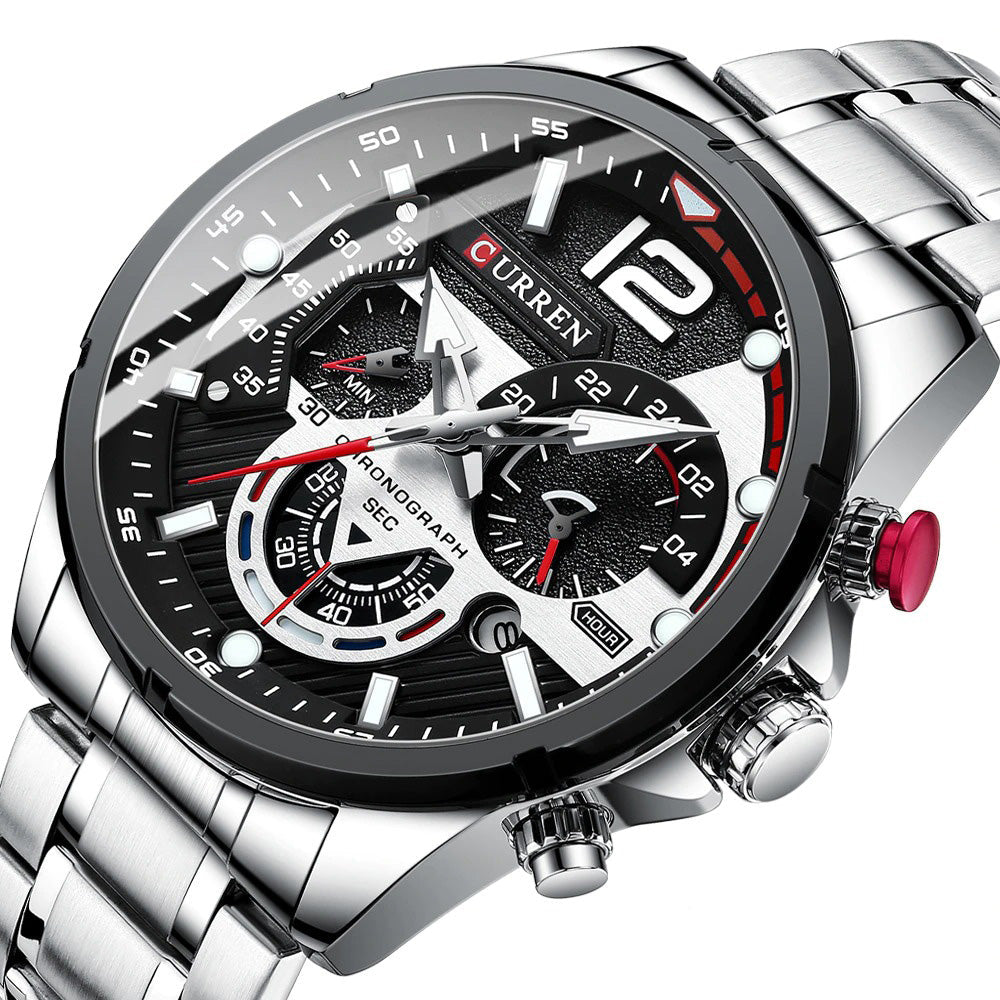 Reloj Masculino Curren Elegante Con Correa De Acero Inoxidable Y Resistente Al Agua