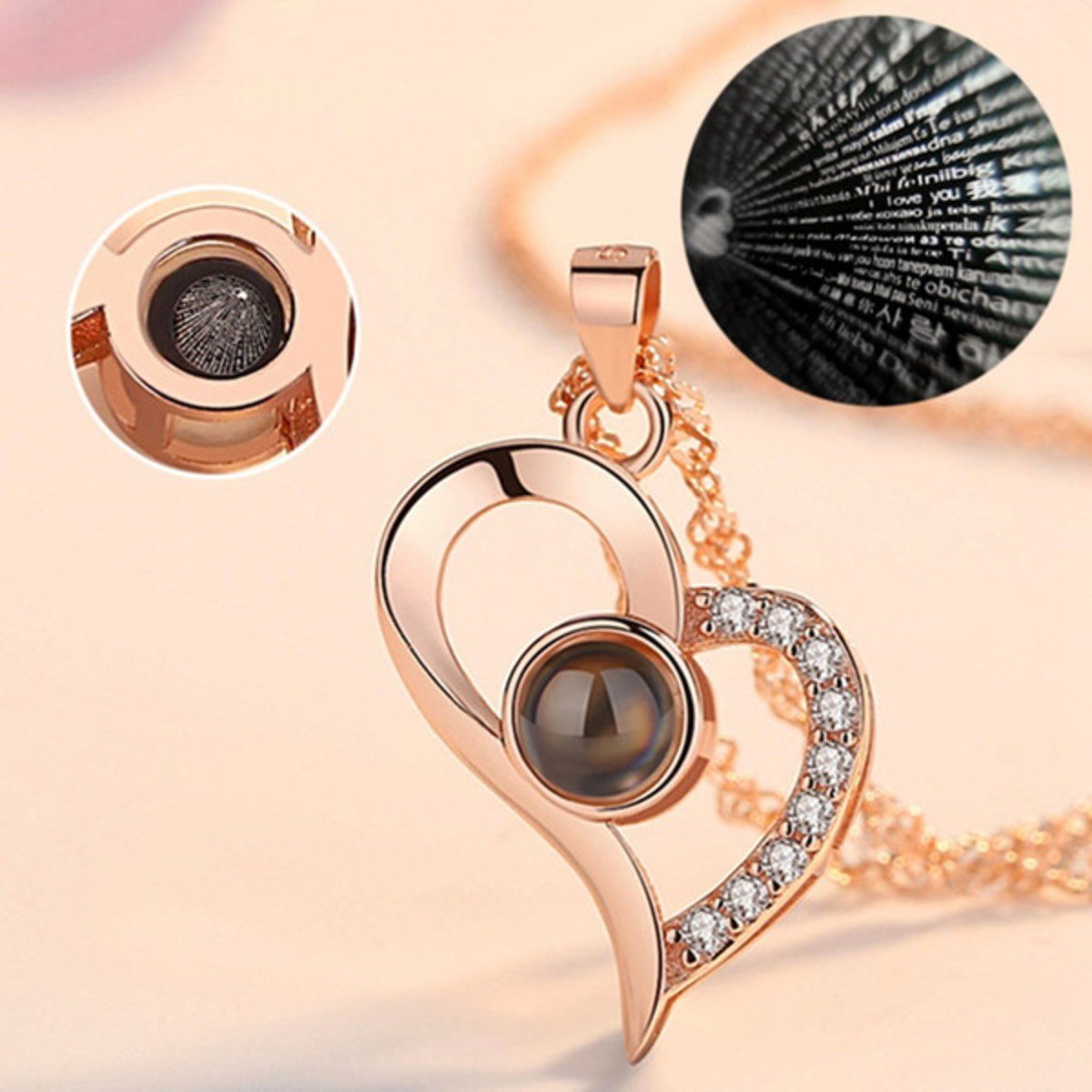 Collar De Corazón Te Amo En 100 Idiomas Con Caja De Lujo