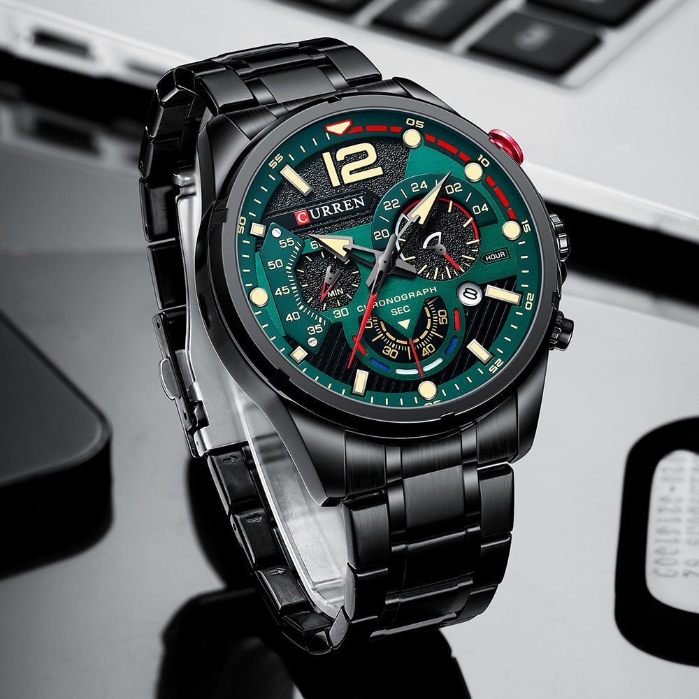Reloj Masculino Curren Elegante Con Correa De Acero Inoxidable Y Resistente Al Agua