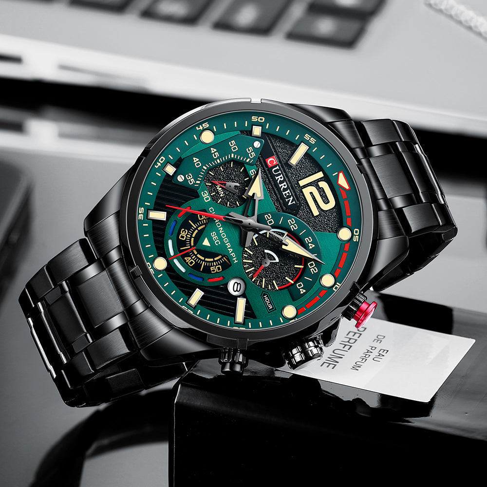 Reloj Masculino Curren Elegante Con Correa De Acero Inoxidable Y Resistente Al Agua