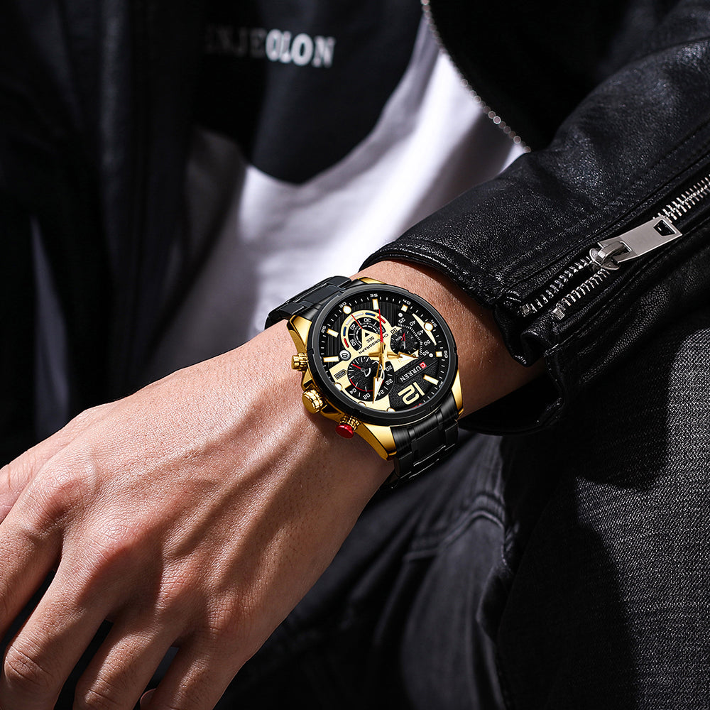Reloj Masculino Curren Elegante Con Correa De Acero Inoxidable Y Resistente Al Agua