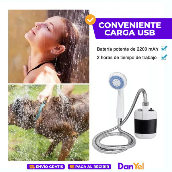 Ducha Portátil Recargable Compacta y Ligera para Camping y Viajes