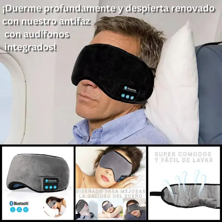 Antifaz Bluetooth Con Audífonos Para Dormir Suave Y Ergonómico Con Batería De Larga Duración