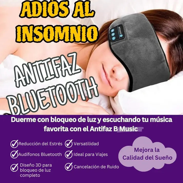 Antifaz Bluetooth Con Audífonos Para Dormir Suave Y Ergonómico Con Batería De Larga Duración