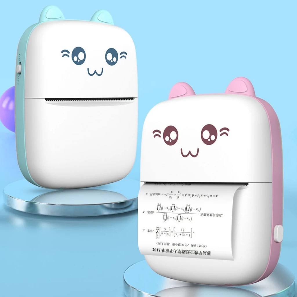 Mini Impresora Digital Gatito Con Cinco Rollos Para Impresión Portátil