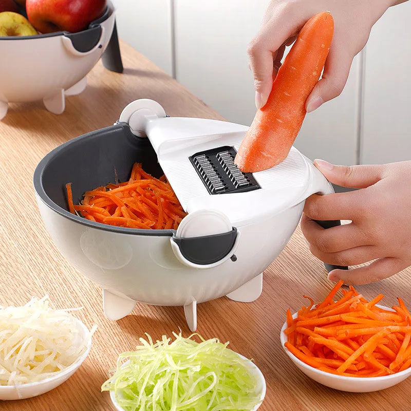 Rallador Cortador Verduras 9 En 1 Multifuncional Con Cuchillas Intercambiables