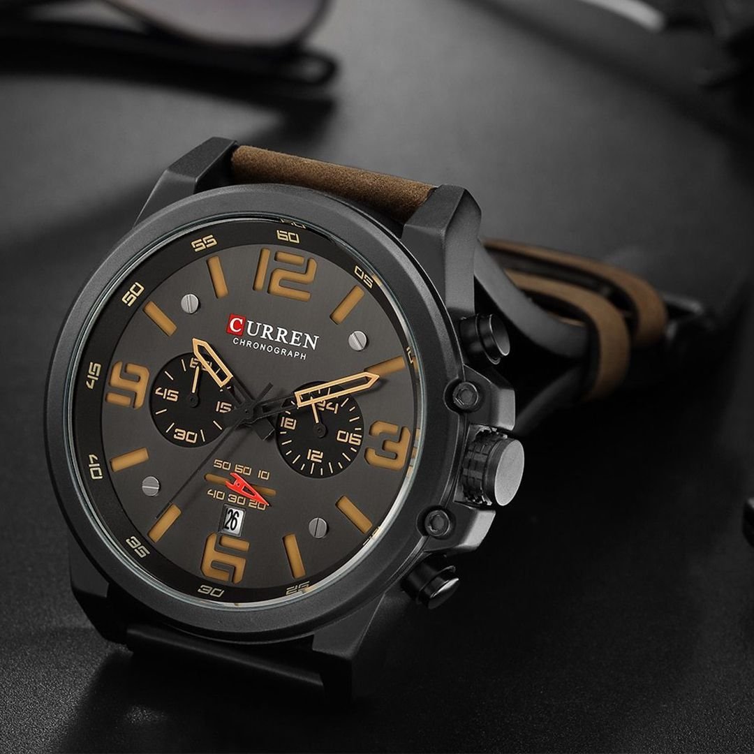 Reloj Curren De Cuarzo Con Correa De Cuero Auténtico Elegante Y Duradero