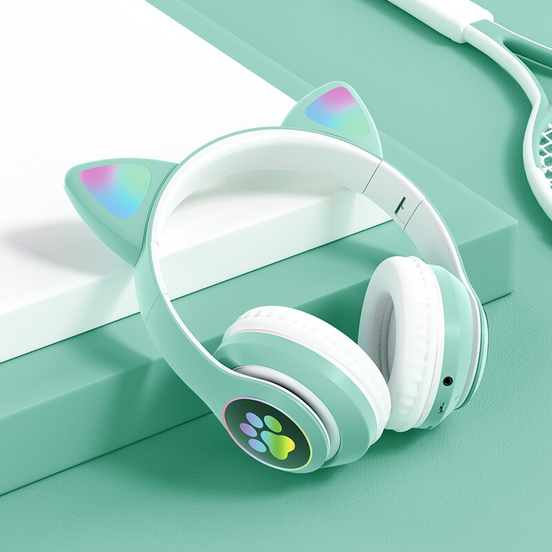 Audífonos Bluetooth De Gato Con Orejas Iluminadas Diseño Divertido Y Sonido De Alta Calidad