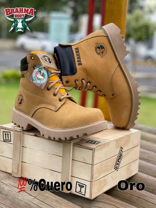 Botas De Cuero Brahma Para Hombre Con Suela Antideslizante Y Diseño Clásico