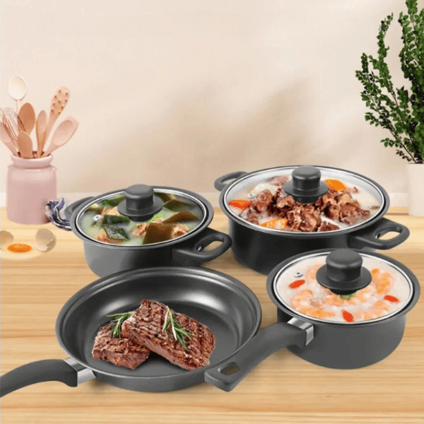 Set De 13 Piezas De Cocina Con 3 Ollas Antiadherentes 1 Sartén Antiadherente Y Utensilios