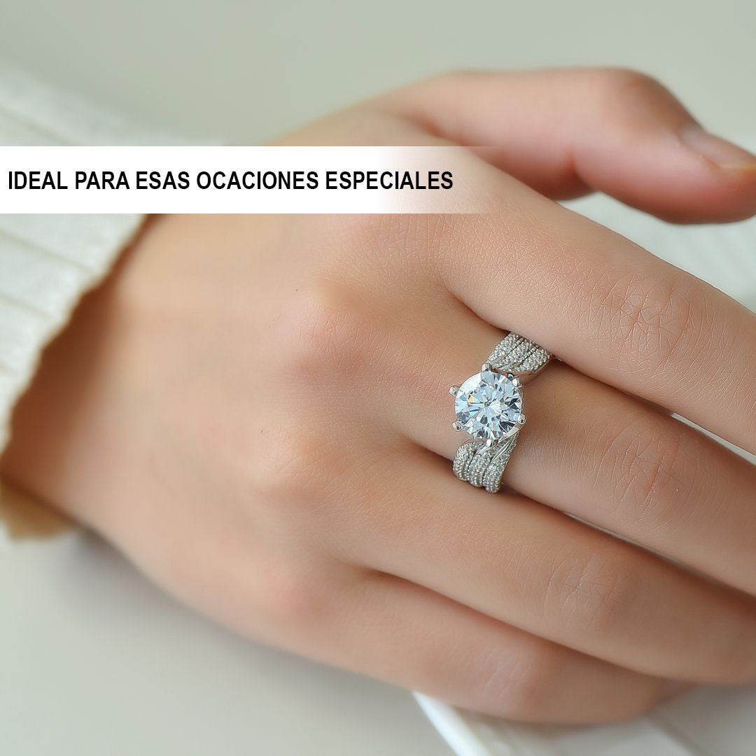 Anillo De Diamante Ajustable Luminous Starburst Estrella Radiante
