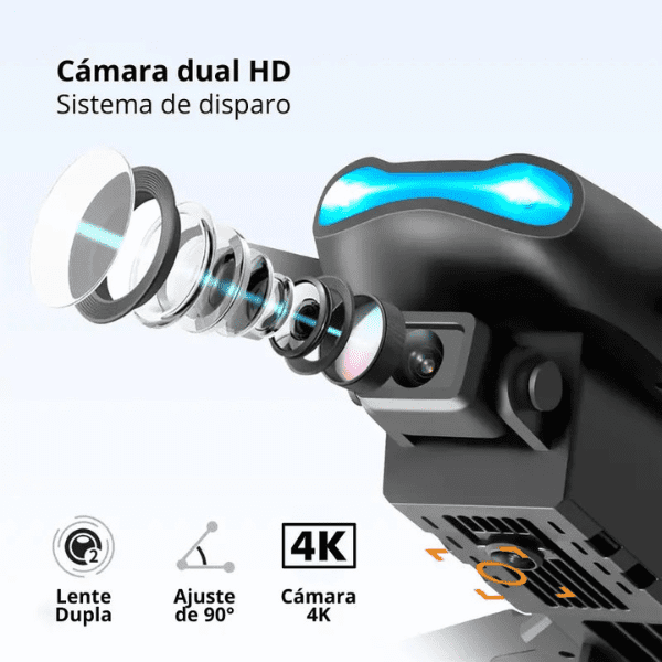 Dron 4K Pro Max Dual Cámara Captura Aérea Profesional Con Control Remoto Inteligente