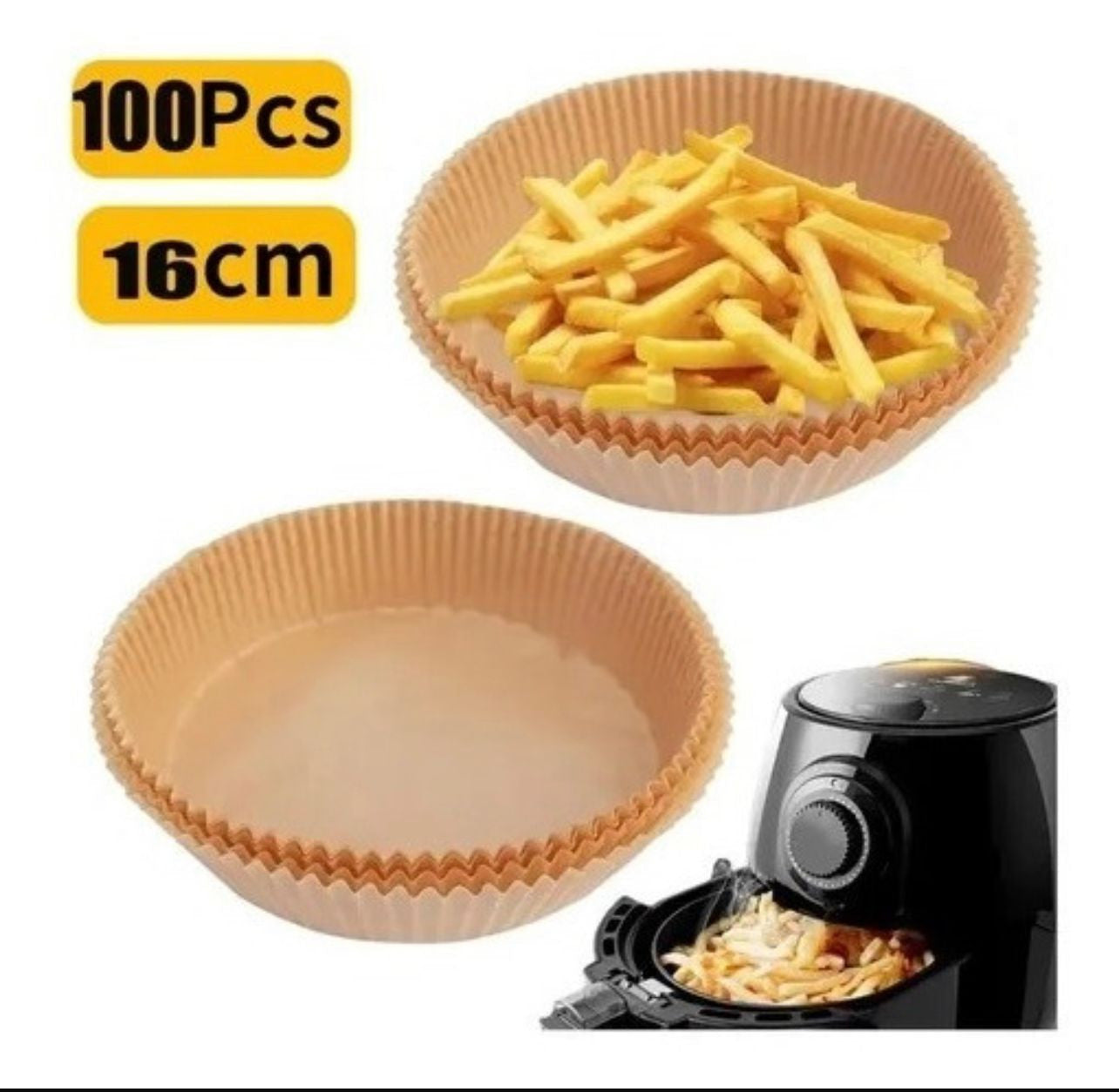 Canastilla Papel Antiadherente Air Fryer 100 Unidades Para Freidora De Aire