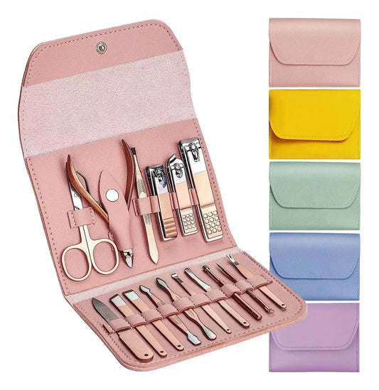 Set Manicure Pedicure Kit Profesional 16 Herramientas para Cuidado de Uñas