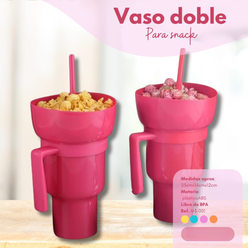 CupSnack 2 En 1 Vaso Doble Para Aperitivo Y Bebida Innovador Y Versátil