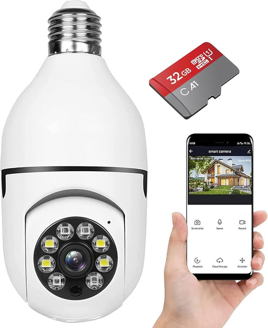 Cámara de seguridad wifi 360° con conexión tipo bombilla y visión nocturna