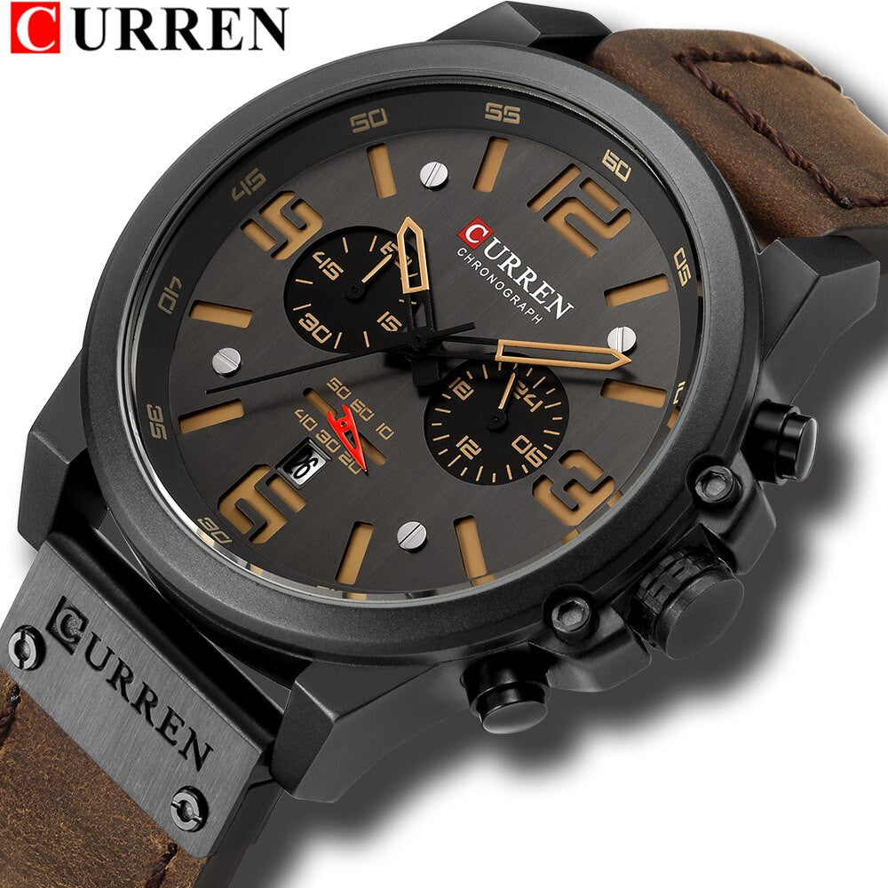 Reloj Curren De Cuarzo Con Correa De Cuero Auténtico Elegante Y Duradero