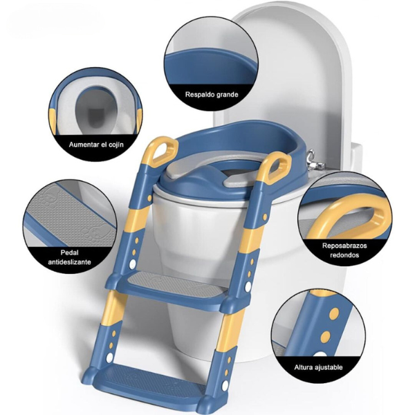 Asiento De Inodoro Con Escalera Para Niños Seguro Y Ergonómico