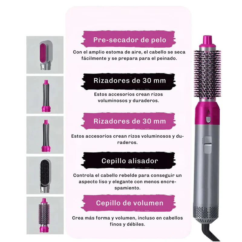 Cepillo Secador Rizador 5 en 1 Precio de Lanzamiento Hoy